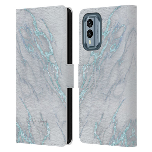 Nature Magick Marble Metallics Blue Leather Book Wallet Case Cover For Nokia X30