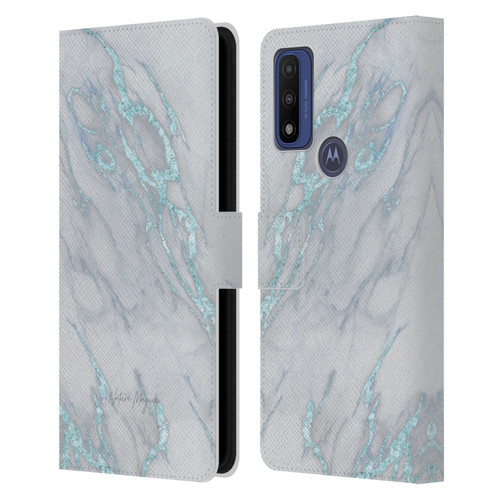Nature Magick Marble Metallics Blue Leather Book Wallet Case Cover For Motorola G Pure