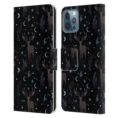 Episodic Drawing Art Winter Deer Pattern Leather Book Wallet Case Cover For Apple iPhone 12 / iPhone 12 Pro