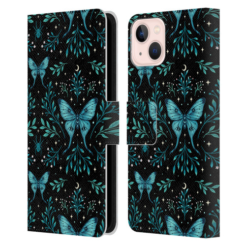 Episodic Drawing Art Butterfly Pattern Leather Book Wallet Case Cover For Apple iPhone 13