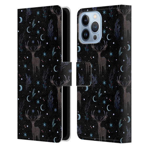 Episodic Drawing Art Winter Deer Pattern Leather Book Wallet Case Cover For Apple iPhone 13 Pro Max