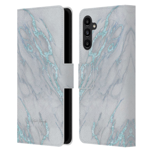 Nature Magick Marble Metallics Blue Leather Book Wallet Case Cover For Samsung Galaxy A13 5G (2021)