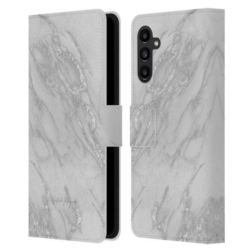 Nature Magick Marble Metallics Silver Leather Book Wallet Case Cover For Samsung Galaxy A13 5G (2021)