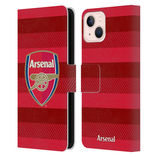 Arsenal FC Crest 2 Training Red Leather Book Wallet Case Cover For Apple iPhone 13