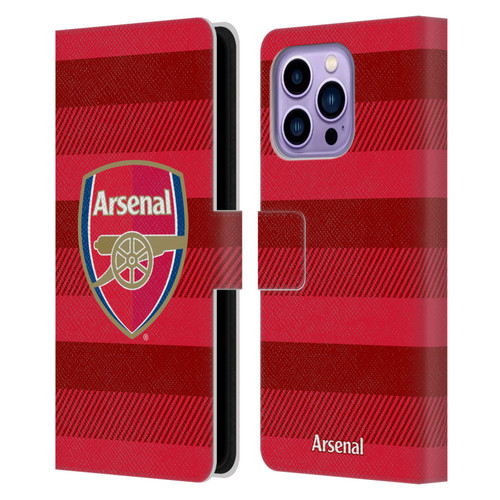 Arsenal FC Crest 2 Training Red Leather Book Wallet Case Cover For Apple iPhone 14 Pro Max
