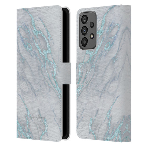 Nature Magick Marble Metallics Blue Leather Book Wallet Case Cover For Samsung Galaxy A73 5G (2022)