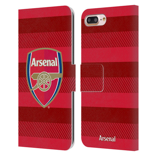 Arsenal FC Crest 2 Training Red Leather Book Wallet Case Cover For Apple iPhone 7 Plus / iPhone 8 Plus