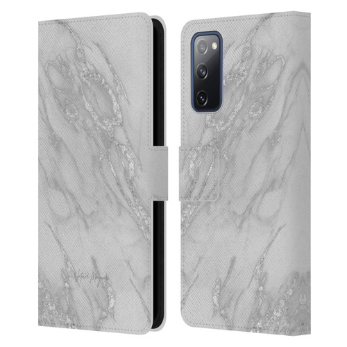 Nature Magick Marble Metallics Silver Leather Book Wallet Case Cover For Samsung Galaxy S20 FE / 5G