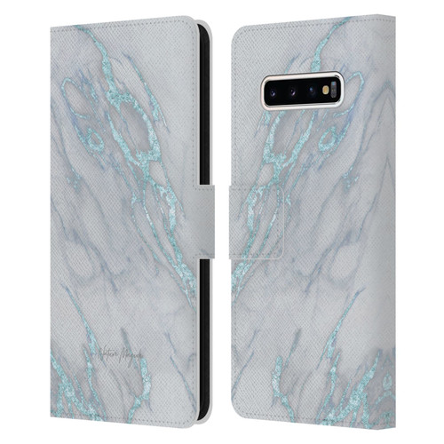 Nature Magick Marble Metallics Blue Leather Book Wallet Case Cover For Samsung Galaxy S10+ / S10 Plus