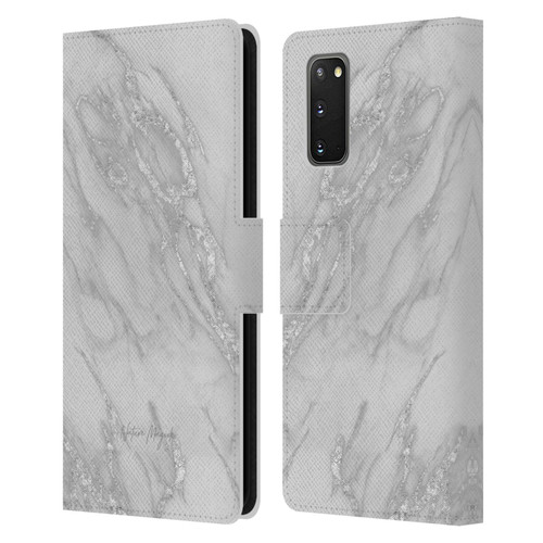 Nature Magick Marble Metallics Silver Leather Book Wallet Case Cover For Samsung Galaxy S20 / S20 5G
