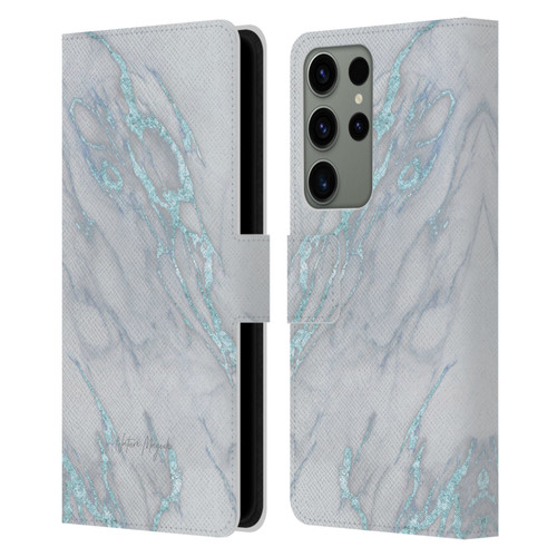Nature Magick Marble Metallics Blue Leather Book Wallet Case Cover For Samsung Galaxy S23 Ultra 5G