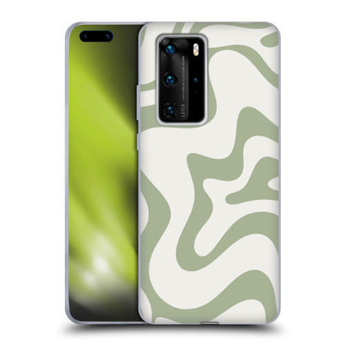 Kierkegaard Design Studio Art Retro Liquid Swirl Sage Green Soft Gel Case for Huawei P40 Pro / P40 Pro Plus 5G