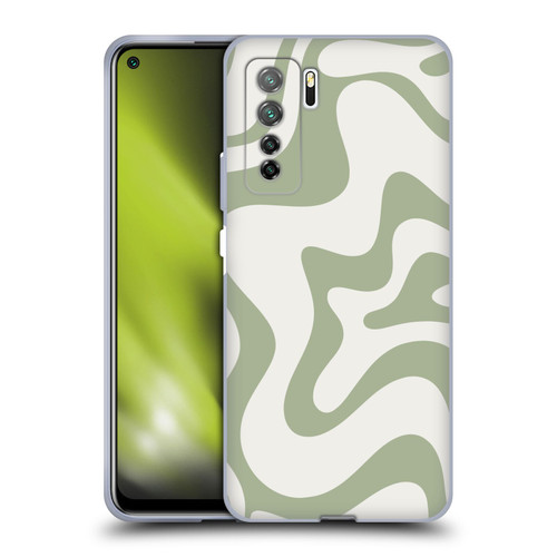 Kierkegaard Design Studio Art Retro Liquid Swirl Sage Green Soft Gel Case for Huawei Nova 7 SE/P40 Lite 5G