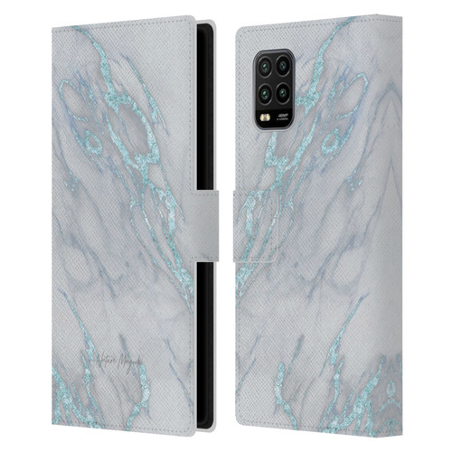 Nature Magick Marble Metallics Blue Leather Book Wallet Case Cover For Xiaomi Mi 10 Lite 5G