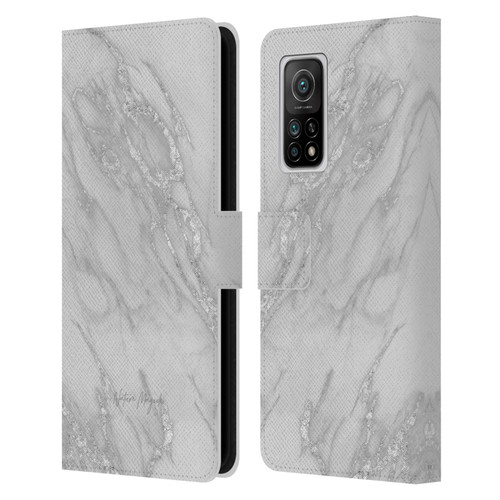 Nature Magick Marble Metallics Silver Leather Book Wallet Case Cover For Xiaomi Mi 10T 5G