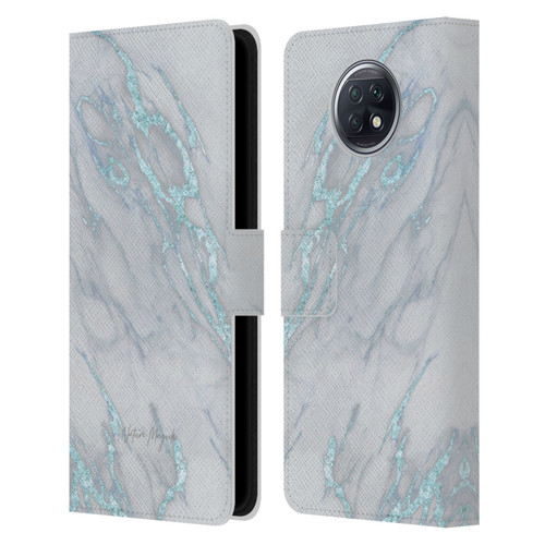 Nature Magick Marble Metallics Blue Leather Book Wallet Case Cover For Xiaomi Redmi Note 9T 5G