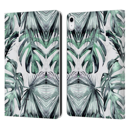 Nature Magick Tropical Palm Leaves On Marble Turquoise Green Island Leather Book Wallet Case Cover For Apple iPad 10.9 (2022)