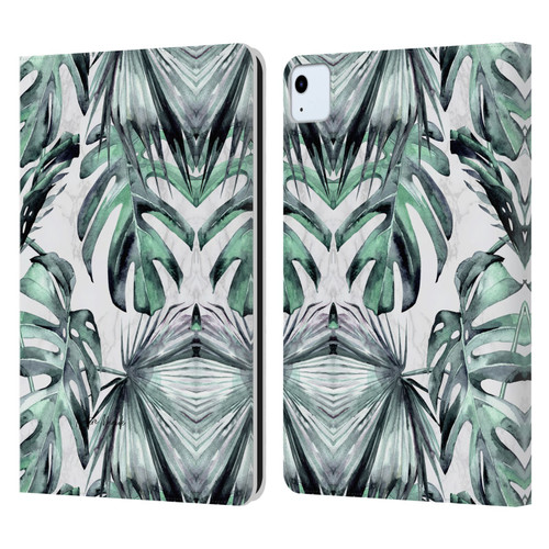 Nature Magick Tropical Palm Leaves On Marble Turquoise Green Island Leather Book Wallet Case Cover For Apple iPad Air 2020 / 2022