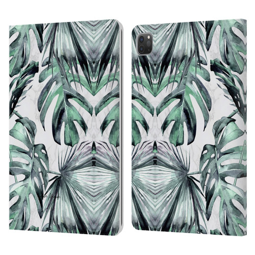 Nature Magick Tropical Palm Leaves On Marble Turquoise Green Island Leather Book Wallet Case Cover For Apple iPad Pro 11 2020 / 2021 / 2022
