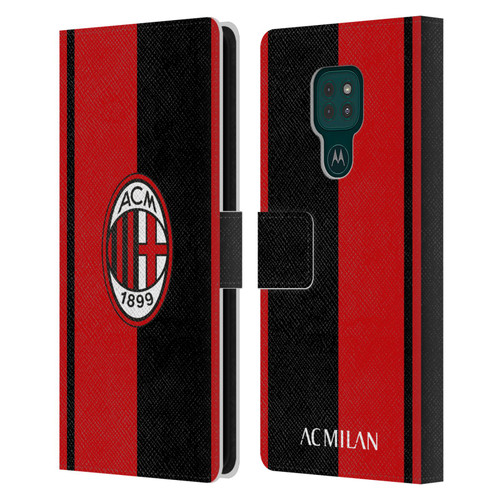 AC Milan Crest Red And Black Leather Book Wallet Case Cover For Motorola Moto G9 Play