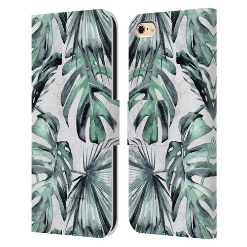 Nature Magick Tropical Palm Leaves On Marble Turquoise Green Island Leather Book Wallet Case Cover For Apple iPhone 6 / iPhone 6s