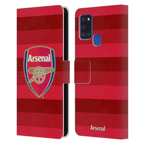 Arsenal FC Crest 2 Training Red Leather Book Wallet Case Cover For Samsung Galaxy A21s (2020)