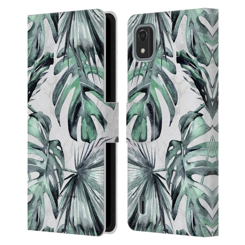 Nature Magick Tropical Palm Leaves On Marble Turquoise Green Island Leather Book Wallet Case Cover For Nokia C2 2nd Edition