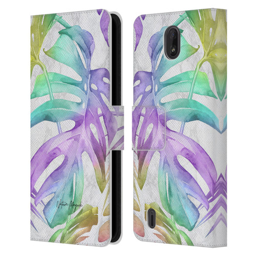 Nature Magick Tropical Palm Leaves On Marble Rainbow Leaf Leather Book Wallet Case Cover For Nokia C01 Plus/C1 2nd Edition