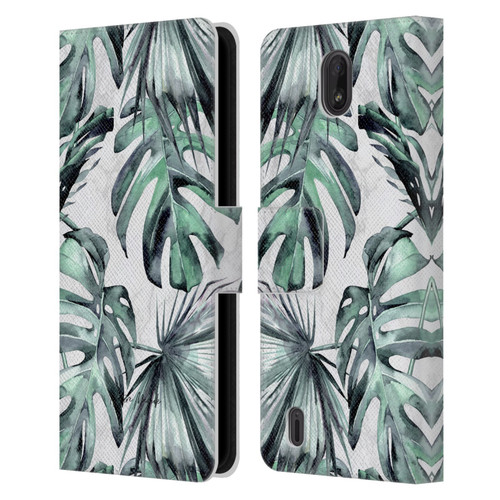 Nature Magick Tropical Palm Leaves On Marble Turquoise Green Island Leather Book Wallet Case Cover For Nokia C01 Plus/C1 2nd Edition