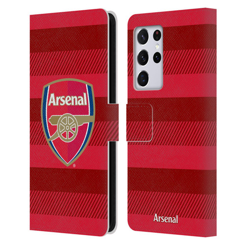 Arsenal FC Crest 2 Training Red Leather Book Wallet Case Cover For Samsung Galaxy S21 Ultra 5G