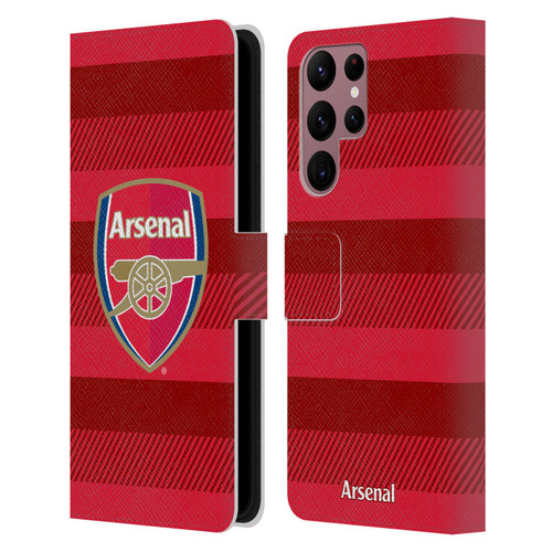 Arsenal FC Crest 2 Training Red Leather Book Wallet Case Cover For Samsung Galaxy S22 Ultra 5G