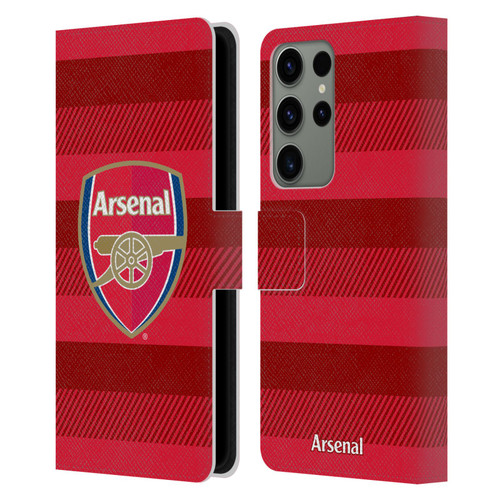 Arsenal FC Crest 2 Training Red Leather Book Wallet Case Cover For Samsung Galaxy S23 Ultra 5G