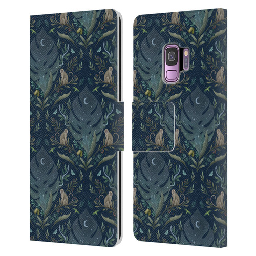 Episodic Drawing Art Monkey Tropical Light Pattern Leather Book Wallet Case Cover For Samsung Galaxy S9