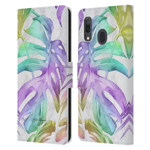 Nature Magick Tropical Palm Leaves On Marble Rainbow Leaf Leather Book Wallet Case Cover For Samsung Galaxy A33 5G (2022)