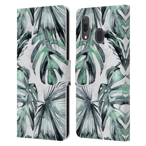 Nature Magick Tropical Palm Leaves On Marble Turquoise Green Island Leather Book Wallet Case Cover For Samsung Galaxy A33 5G (2022)
