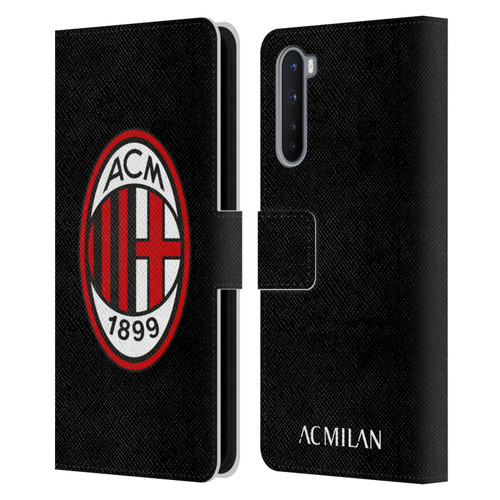 AC Milan Crest Full Colour Black Leather Book Wallet Case Cover For OnePlus Nord 5G
