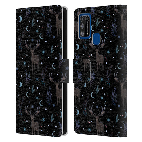 Episodic Drawing Art Winter Deer Pattern Leather Book Wallet Case Cover For Samsung Galaxy M31 (2020)