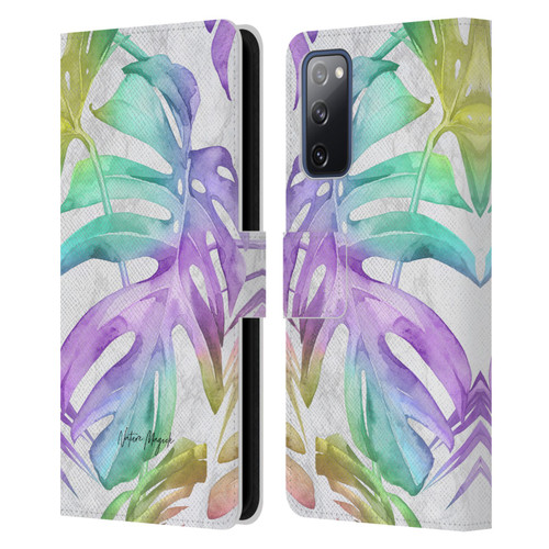 Nature Magick Tropical Palm Leaves On Marble Rainbow Leaf Leather Book Wallet Case Cover For Samsung Galaxy S20 FE / 5G
