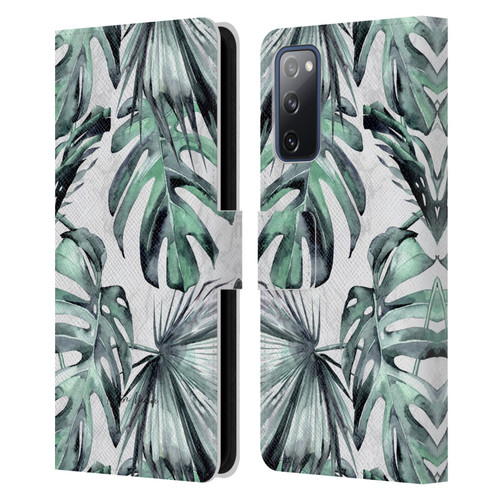 Nature Magick Tropical Palm Leaves On Marble Turquoise Green Island Leather Book Wallet Case Cover For Samsung Galaxy S20 FE / 5G