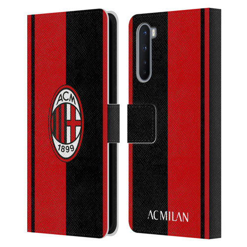 AC Milan Crest Red And Black Leather Book Wallet Case Cover For OnePlus Nord 5G