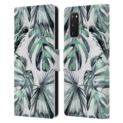 Nature Magick Tropical Palm Leaves On Marble Turquoise Green Island Leather Book Wallet Case Cover For Samsung Galaxy S20 / S20 5G