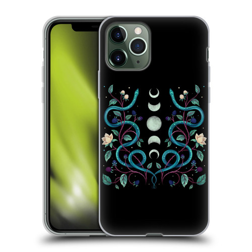 Episodic Drawing Illustration Animals Serpent Moon Soft Gel Case for Apple iPhone 11 Pro