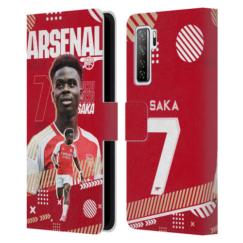 Arsenal FC 2023/24 First Team Bukayo Saka Leather Book Wallet Case Cover For Huawei Nova 7 SE/P40 Lite 5G