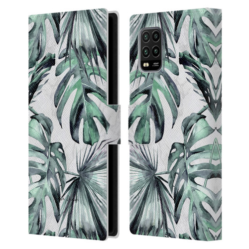 Nature Magick Tropical Palm Leaves On Marble Turquoise Green Island Leather Book Wallet Case Cover For Xiaomi Mi 10 Lite 5G