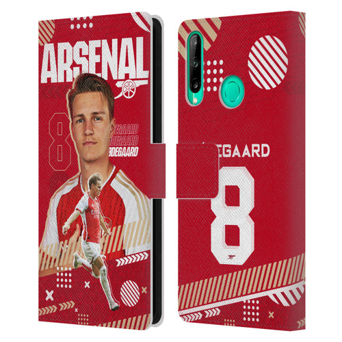 Arsenal FC 2023/24 First Team Martin Ødegaard Leather Book Wallet Case Cover For Huawei P40 lite E