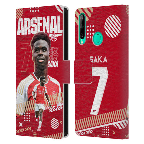Arsenal FC 2023/24 First Team Bukayo Saka Leather Book Wallet Case Cover For Huawei P40 lite E