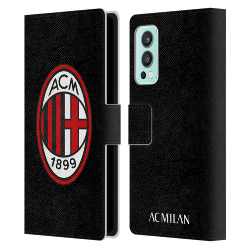 AC Milan Crest Full Colour Black Leather Book Wallet Case Cover For OnePlus Nord 2 5G