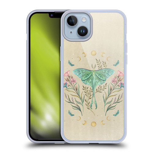 Episodic Drawing Illustration Animals Moth, Butterflies, & Flowers Soft Gel Case for Apple iPhone 14 Plus