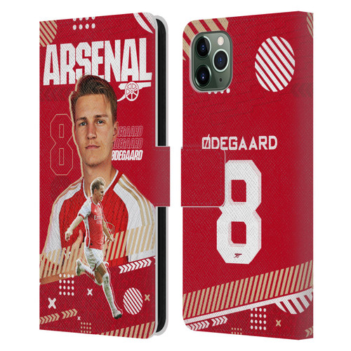 Arsenal FC 2023/24 First Team Martin Ødegaard Leather Book Wallet Case Cover For Apple iPhone 11 Pro Max