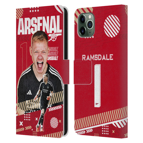 Arsenal FC 2023/24 First Team Aaron Ramsdale Leather Book Wallet Case Cover For Apple iPhone 11 Pro Max